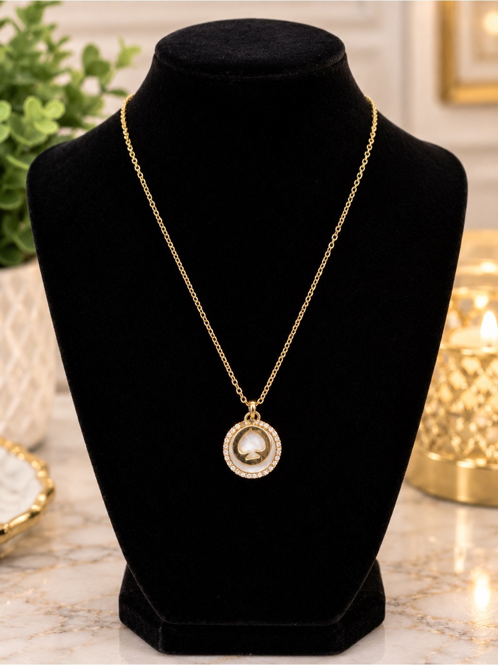 Kate Spade Gold Spade and Pearl Pendant Necklace